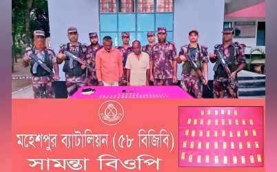 মহেশপুর সীমান্তে ৪৬ স্বর্ণের বারসহ দুজন আটক
