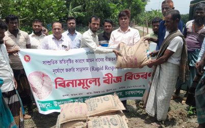 চরফ্যাসনে অতিবৃষ্টিতে ক্ষতিগ্রস্ত বীজতলার কৃষক পাচ্ছেন আমন ধান বীজ