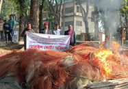 বরিশালে ৬ লক্ষ টাকার অবৈধ জাল জব্দ করে পুড়িয়ে বিনষ্ট