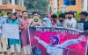 হাদি হত্যার বিচার দাবিতে  বরিশাল বিশ্ববিদ্যালয়ে মানববন্ধন