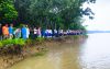 বাবুগঞ্জে নদীভাঙনের হুমকিতে বিদ্যালয়, রক্ষার দাবিতে মানববন্ধন