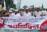 বাকেরগঞ্জে গণভোটের রায় ও জুলাই হতাকারীদের বিচারের দাবিতে ১১ দলীয় ঐক্যের গণমিছিল