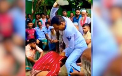 গ্রাম্য সালিশে নারীকে চেয়ারম্যানের জুতাপেটা