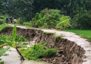বাবুগঞ্জে নদীভাঙন বিলীনের পথে বেড়িবাঁধ, যোগাযোগ বিচ্ছিন্ন হওয়ার শঙ্কা